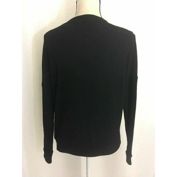 Splendid Womens Solid Black Long Sleeve Cold Shoulder Sweater Top Xs - Picture 4 of 6